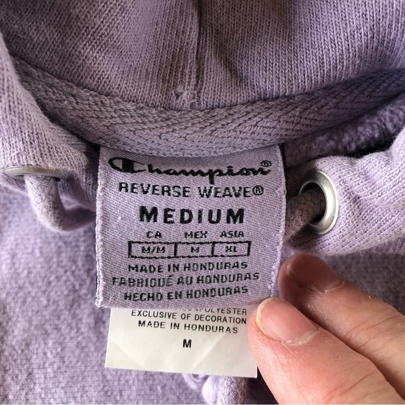 Champion Reverse Weave Womens Hoodie Size M Mauve with‎ full spell out logo - Picture 11 of 15